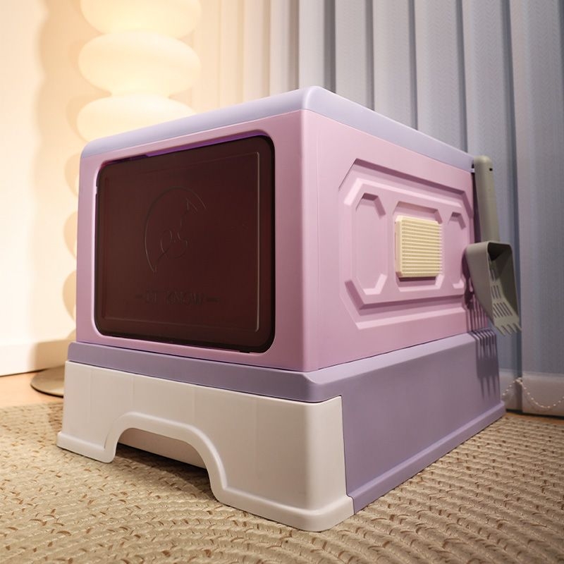 PVC macska WC, teljesen zárt, fröcsenés elleni, szagtalanító, összecsukható felső fiókos dizájn
