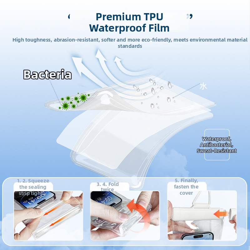 TPU materiāla ūdensdroša telefona soma ar karstās presēšanas tehnoloģiju, iespējama personalizācija, universāls stils, vienkrāsains dizains