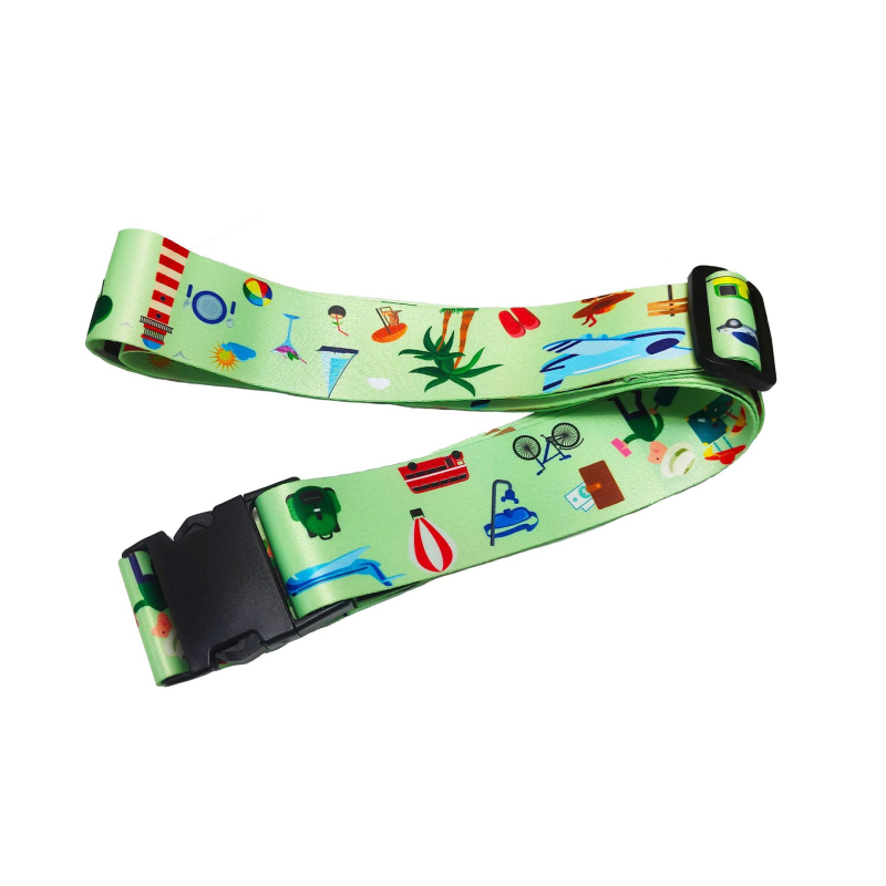 Curea pentru bagaje în stil încrucișat, poliester, rezistentă la abraziune și la șocuri, reduce încărcătura, imprimare panglică personalizată, etichetare privată disponibilă