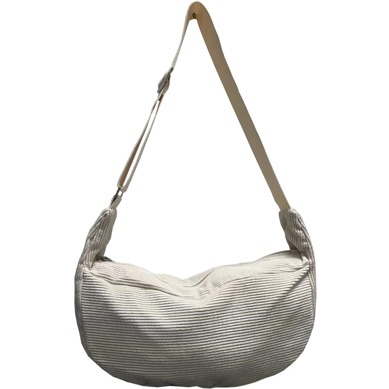 Lan Yi Corduroy Dumpling Tote sa zipom, podstava od poliester-cotton, unutarnja džep sa zipom, jedna naramenica (Zima 2025)