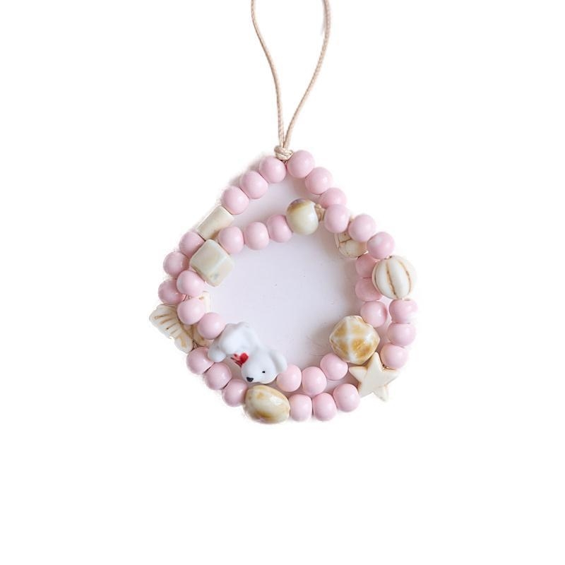 Lanț de telefon cu ursuleț desene animate, țesut manual, material mixt, stil drăguț și proaspăt, vară 2024