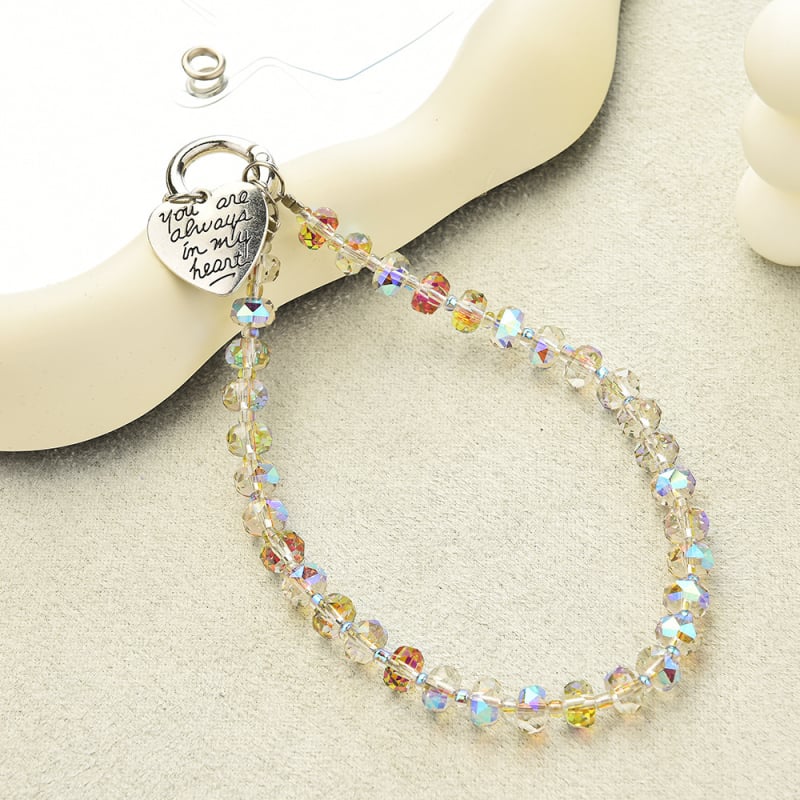  Kristalni lančić za telefon s perlicama — ručno izrađeno, dugini uzorak, modni privjesak za torbu i ključeve (Zimska kolekcija 2024)