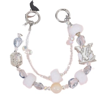 Telefónny šnúr s ručne navlečenými korálkami zo zliatiny, prívesok lebky zliatiny, viacvrstvový reťaz, jemný oceľový drôt