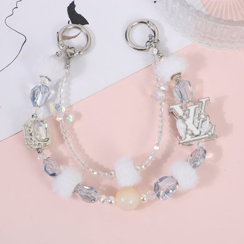 Telefónny šnúr s ručne navlečenými korálkami zo zliatiny, prívesok lebky zliatiny, viacvrstvový reťaz, jemný oceľový drôt