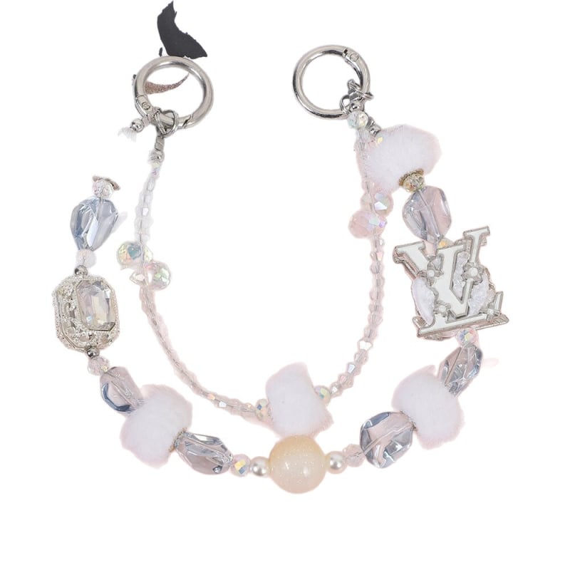 Telefónny šnúr s ručne navlečenými korálkami zo zliatiny, prívesok lebky zliatiny, viacvrstvový reťaz, jemný oceľový drôt