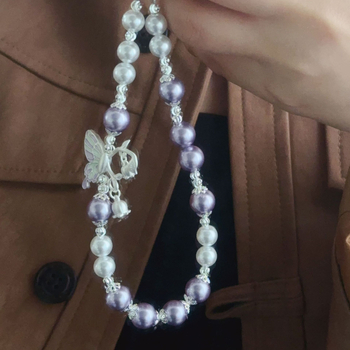 Privjesak s perlama u mašni za kućište telefona i ključ — visokokvalitetni modni dodatak, Lemon Jewelry, materijal: perle, proljeće 2025