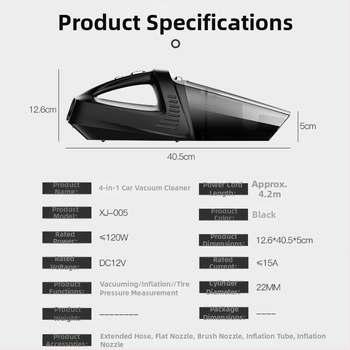 Usisavač za automobil XJ-006, tip upaljač, 120W, 12V, usisna snaga 5500Pa
