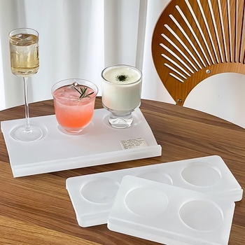 Δίσκος για τσάι και ροφήματα σε νέο κινεζικό στυλ με ακρυλική επιφάνεια και ξύλινη βάση με τρεις οπές