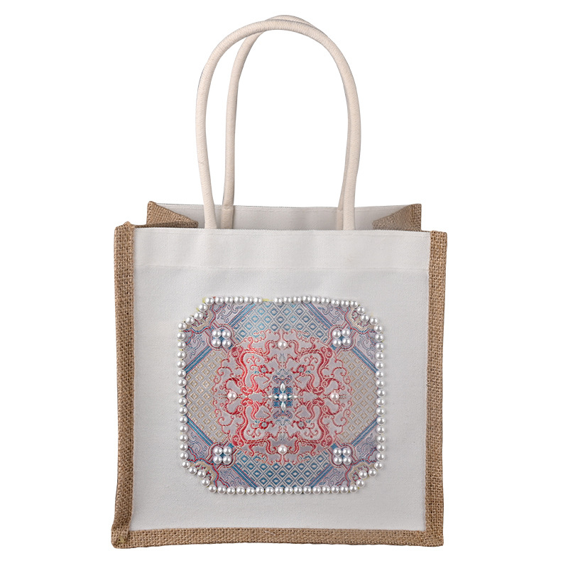 Little Fox geantă din pânză unisex, primăvara 2024, lucrată manual, design brokat în stil brocade