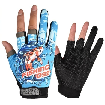 Mănuși de pescuit cu trei degete expuse pentru pescuit în apă sărată, respirante, antiaderente, poliester