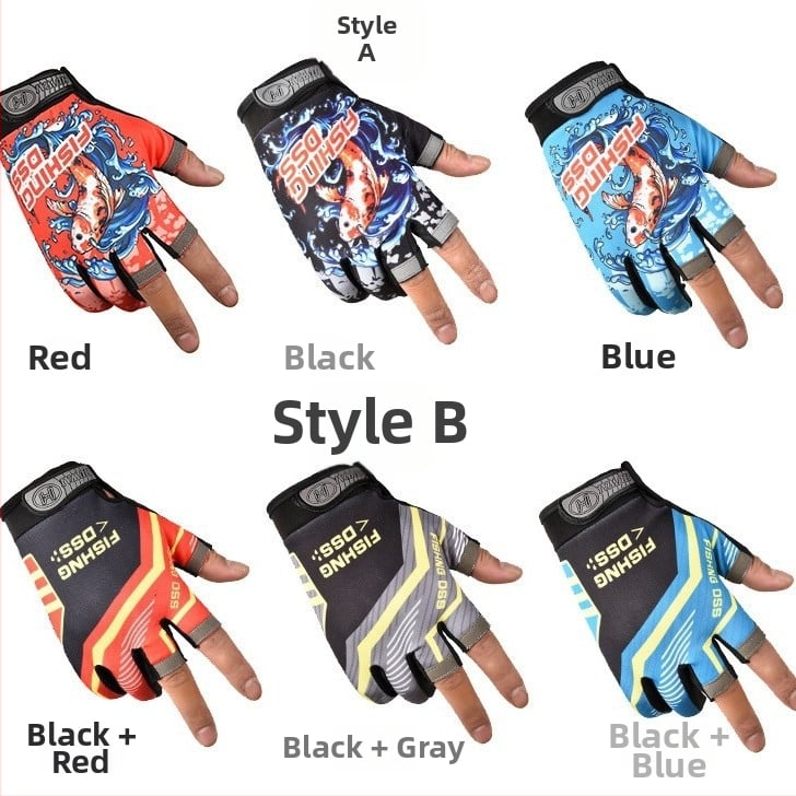 Mănuși de pescuit cu trei degete expuse pentru pescuit în apă sărată, respirante, antiaderente, poliester