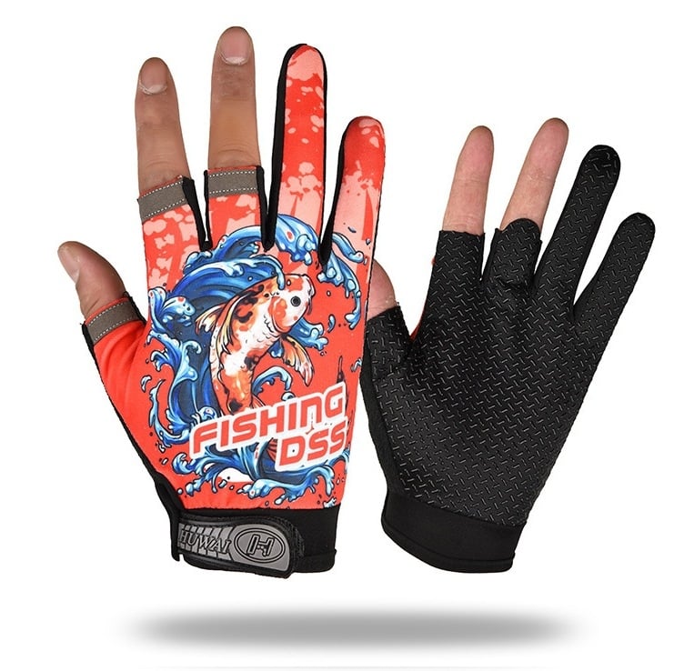 Mănuși de pescuit cu trei degete expuse pentru pescuit în apă sărată, respirante, antiaderente, poliester