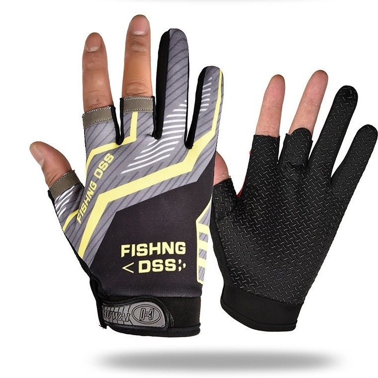 Mănuși de pescuit cu trei degete expuse pentru pescuit în apă sărată, respirante, antiaderente, poliester