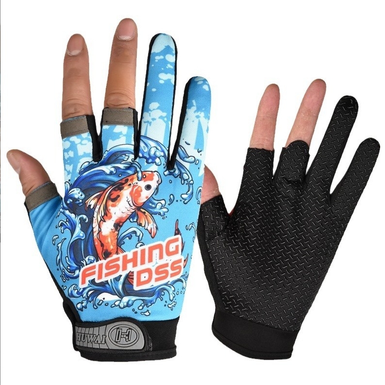 Mănuși de pescuit cu trei degete expuse pentru pescuit în apă sărată, respirante, antiaderente, poliester