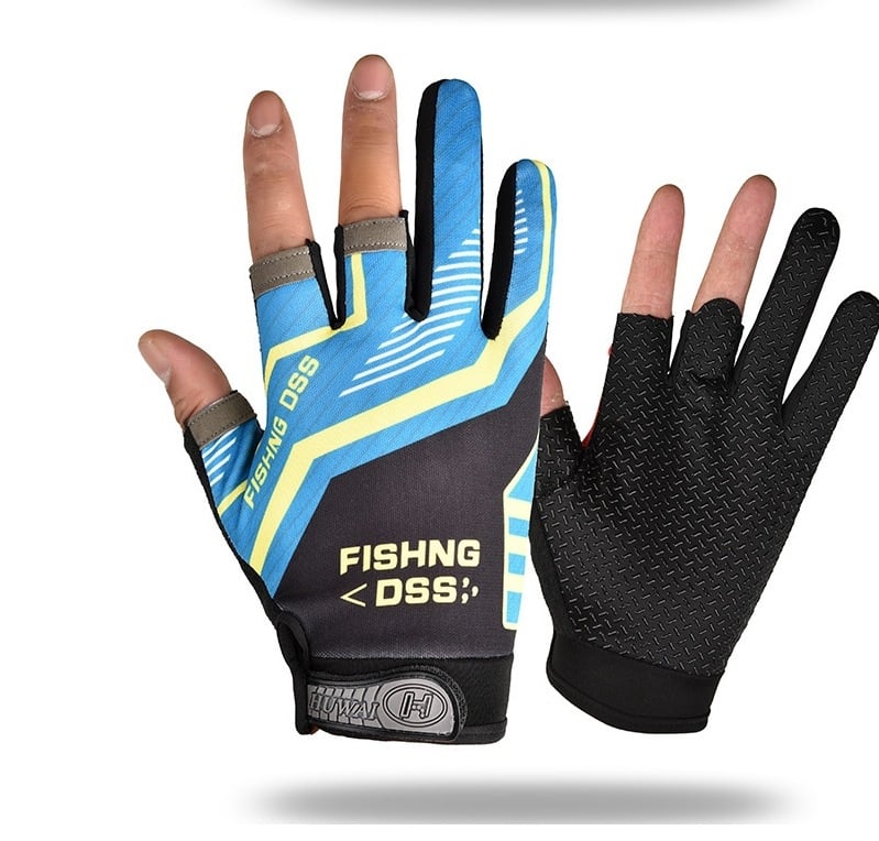 Mănuși de pescuit cu trei degete expuse pentru pescuit în apă sărată, respirante, antiaderente, poliester