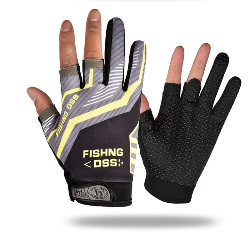 Mănuși de pescuit cu trei degete expuse pentru pescuit în apă sărată, respirante, antiaderente, poliester