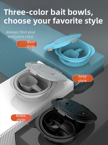 Vas de momeală cu capac - set de trei piese - interior antiaderent, adânc - plastic - Camper