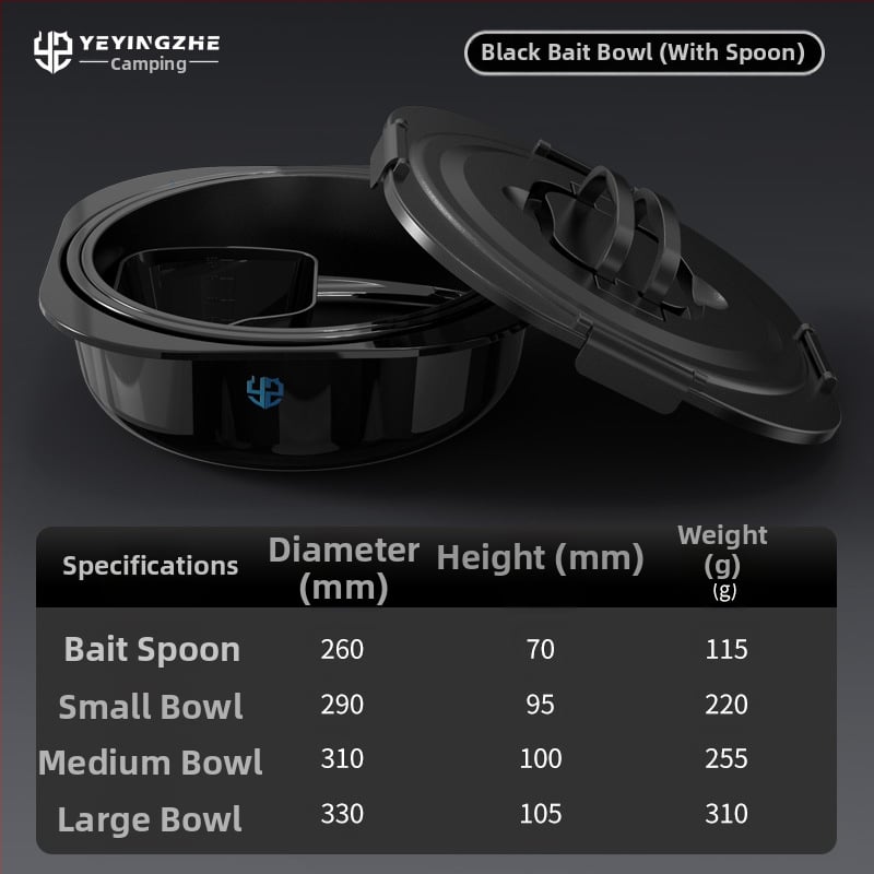 Vas de momeală cu capac - set de trei piese - interior antiaderent, adânc - plastic - Camper