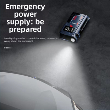 Autóba felfújó és vészenergiaforrás – Újratölthető, 12V, 220W, 30 L/perc, Digitális kijelző