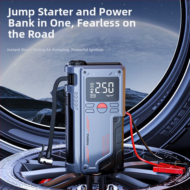 Autóba felfújó és vészenergiaforrás – Újratölthető, 12V, 220W, 30 L/perc, Digitális kijelző