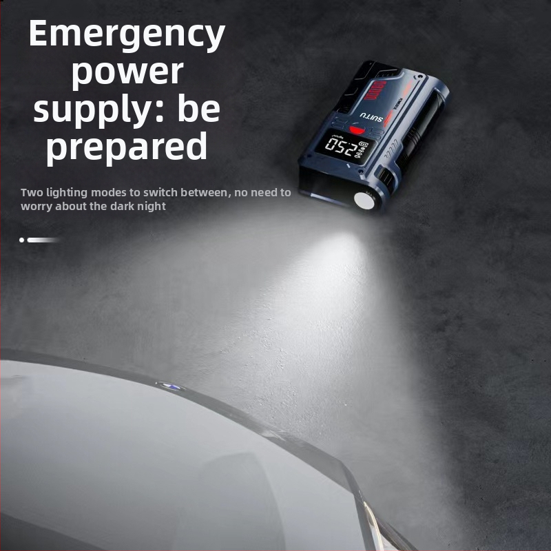 Autóba felfújó és vészenergiaforrás – Újratölthető, 12V, 220W, 30 L/perc, Digitális kijelző