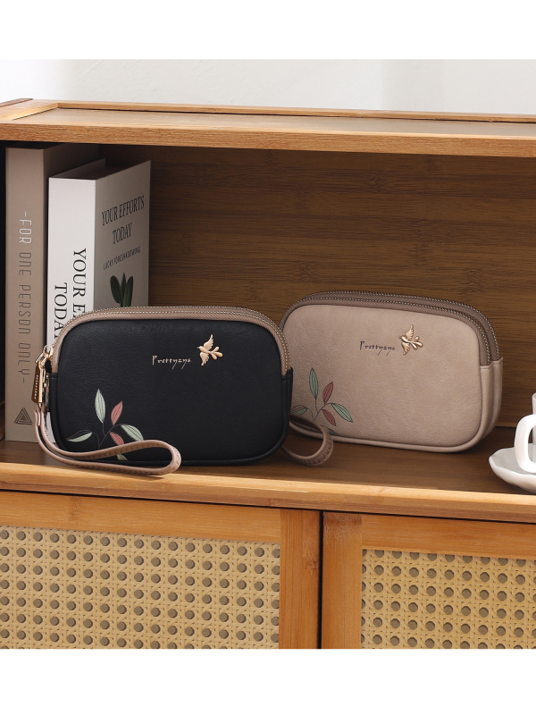 Ženska clutch torba s dvostrukim zatvaračem – PU kutijastog oblika, džepovi za telefon i dokumente – Zima 2025