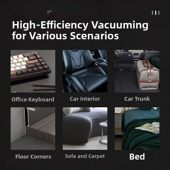 Автомобилен вакуумен почиствач, безжичен ръчен, всмукване 4500Pa, 12V 75W, кабел 280 cm, стерилизация, абсорбира вода, почистване на прах