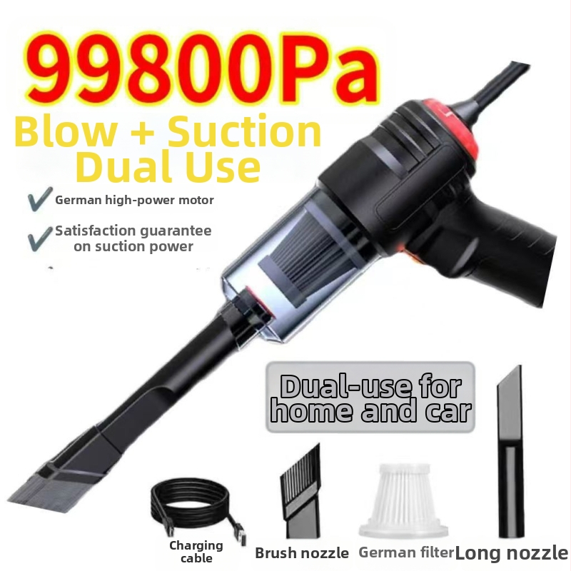 Ručný vysávač do auta aj do domácnosti, nabíjateľný, 90W, sanie 20000Pa, meranie tlaku v pneumatikách