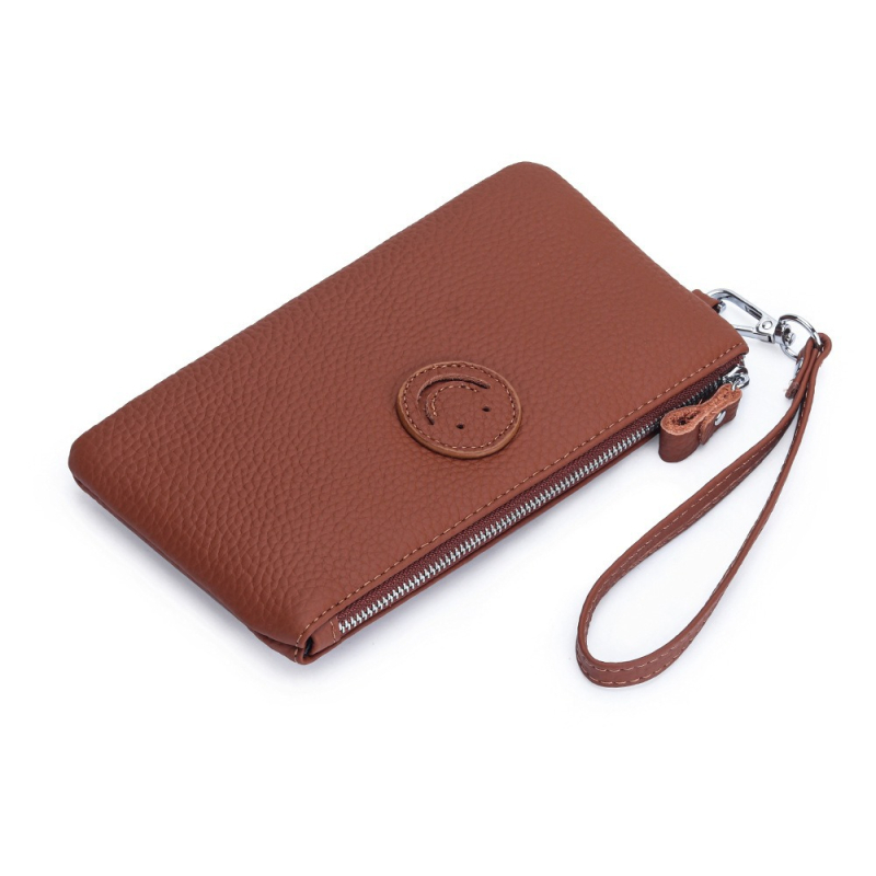 Kožna ženska clutch novčanik sa zatvaračem i dizajnom osmijeha, mekana teleća koža, horizontalni kvadratni oblik, velika zapremina, unutarnji džepovi za telefon i osobnu iskaznicu