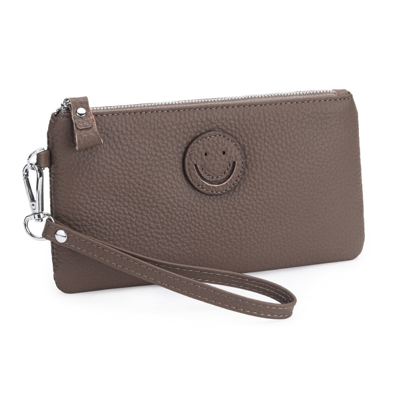 Kožna ženska clutch novčanik sa zatvaračem i dizajnom osmijeha, mekana teleća koža, horizontalni kvadratni oblik, velika zapremina, unutarnji džepovi za telefon i osobnu iskaznicu