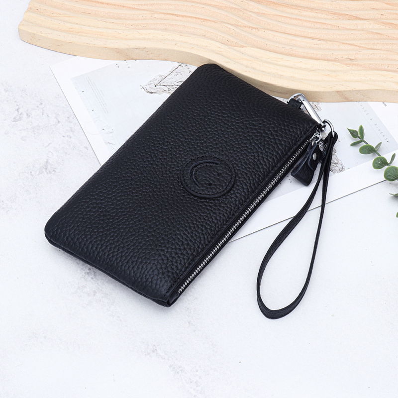 Kožna ženska clutch novčanik sa zatvaračem i dizajnom osmijeha, mekana teleća koža, horizontalni kvadratni oblik, velika zapremina, unutarnji džepovi za telefon i osobnu iskaznicu