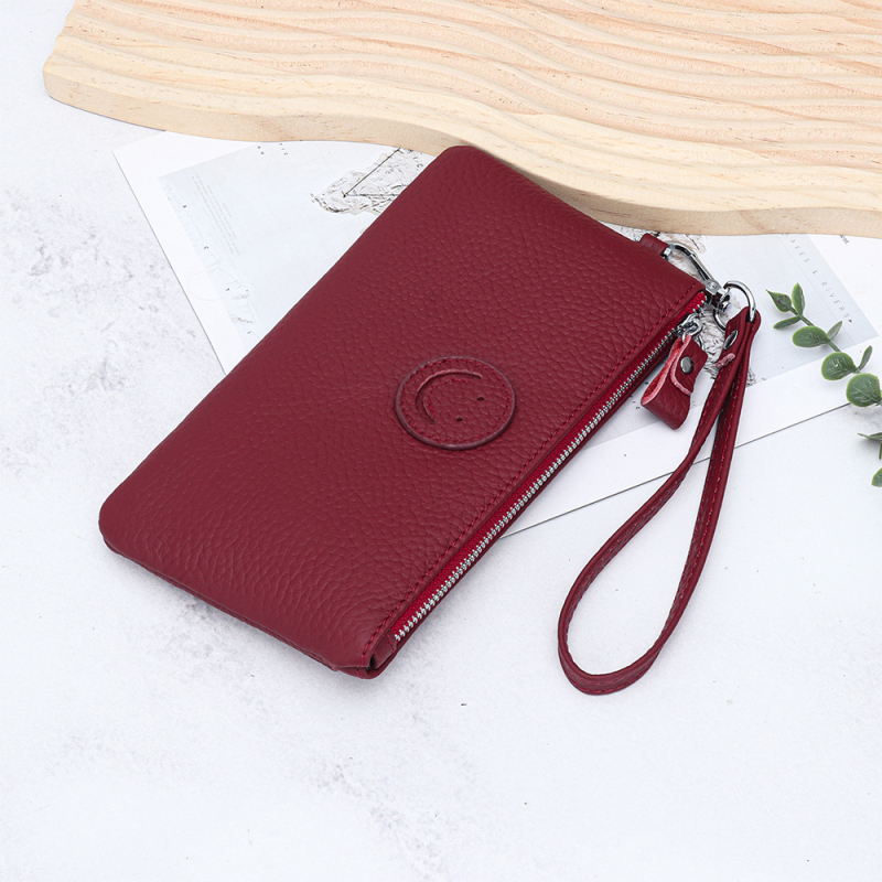 Kožna ženska clutch novčanik sa zatvaračem i dizajnom osmijeha, mekana teleća koža, horizontalni kvadratni oblik, velika zapremina, unutarnji džepovi za telefon i osobnu iskaznicu