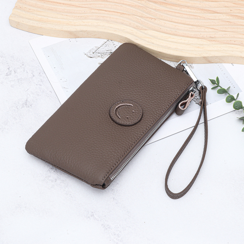 Kožna ženska clutch novčanik sa zatvaračem i dizajnom osmijeha, mekana teleća koža, horizontalni kvadratni oblik, velika zapremina, unutarnji džepovi za telefon i osobnu iskaznicu