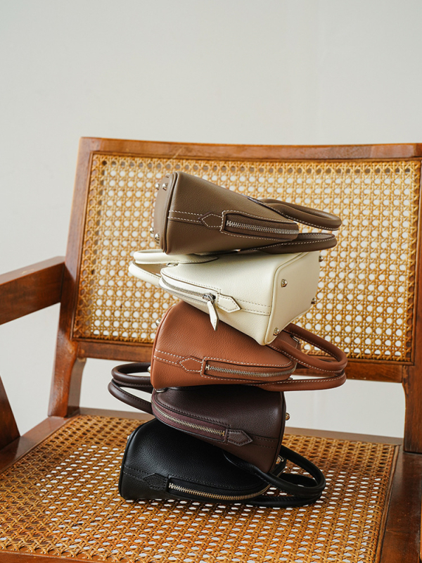 Geantă de damă cu fermoar din piele naturală de primă calitate – formă scoică, crossbody cu o singură curea, compactă pentru ziua de zi, căptușită cu Super Fiber