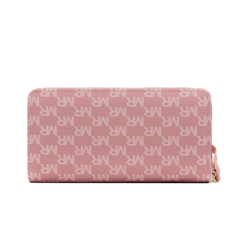 Hosszú PU bőrből készült pénztárca betűmintával, egy cipzárral, poliészter bélés