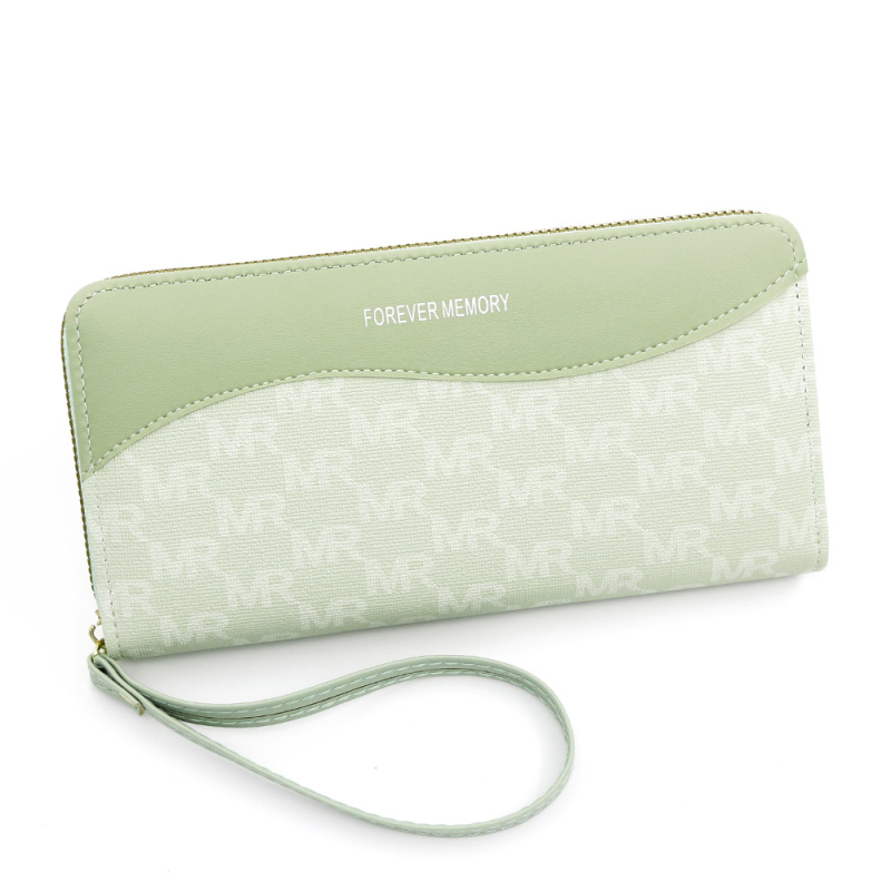 Hosszú PU bőrből készült pénztárca betűmintával, egy cipzárral, poliészter bélés