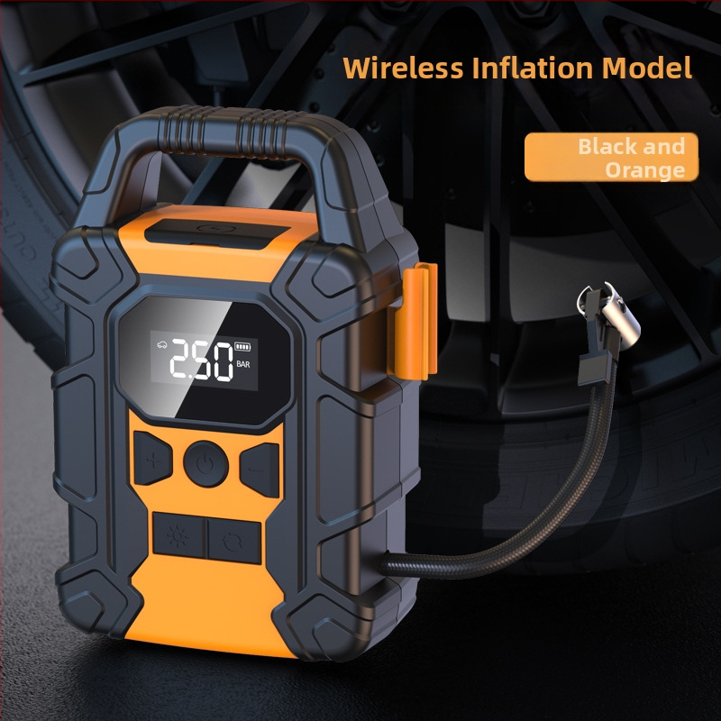 Bežična auto pumpa za zrak s digitalnim zaslonom, višenamjenska s više mlaznica, 120W, 12V, USB punjenje, LED svjetlo, mjerač tlaka guma