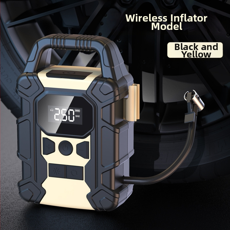 Bežična auto pumpa za zrak s digitalnim zaslonom, višenamjenska s više mlaznica, 120W, 12V, USB punjenje, LED svjetlo, mjerač tlaka guma
