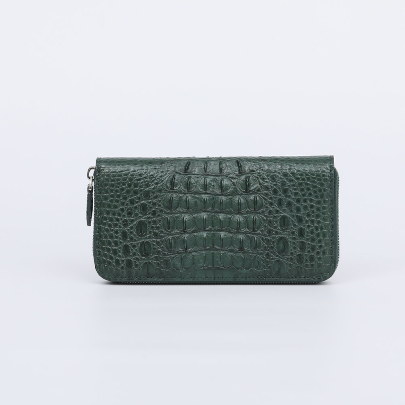 Clutch torba od prave kože s uzorkom krokodila — gradski minimalistički stil (Prava koža; krokodilski uzorak; zatvarač; horizontalni kvadratni oblik; unutarnji džep sa zatvaračem)