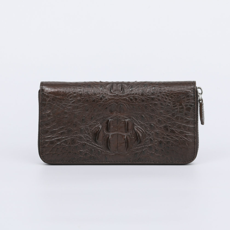 Clutch torba od prave kože s uzorkom krokodila — gradski minimalistički stil (Prava koža; krokodilski uzorak; zatvarač; horizontalni kvadratni oblik; unutarnji džep sa zatvaračem)
