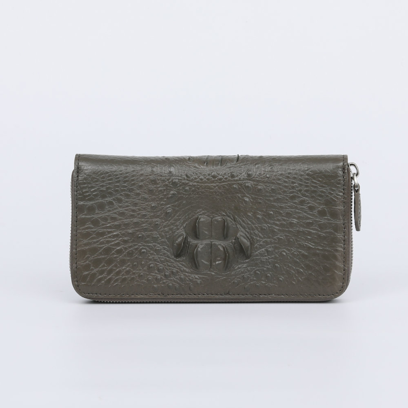 Clutch torba od prave kože s uzorkom krokodila — gradski minimalistički stil (Prava koža; krokodilski uzorak; zatvarač; horizontalni kvadratni oblik; unutarnji džep sa zatvaračem)