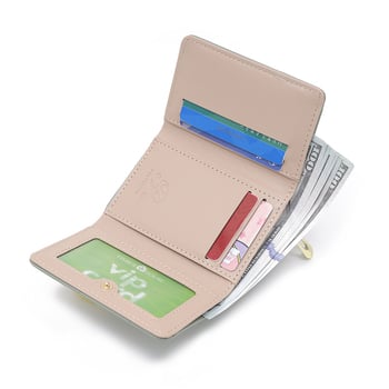 Pruti PU дамски портфейл с цип – флорален модел, мултифункционален за карти и монети, всичко в едно, пролет 2024