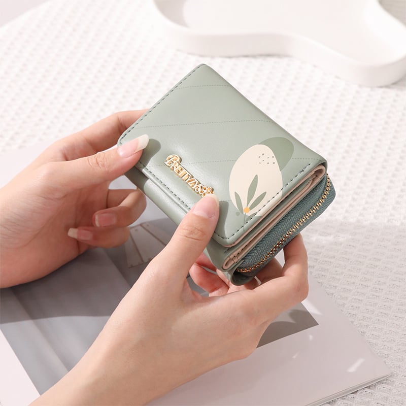 Pruti PU дамски портфейл с цип – флорален модел, мултифункционален за карти и монети, всичко в едно, пролет 2024