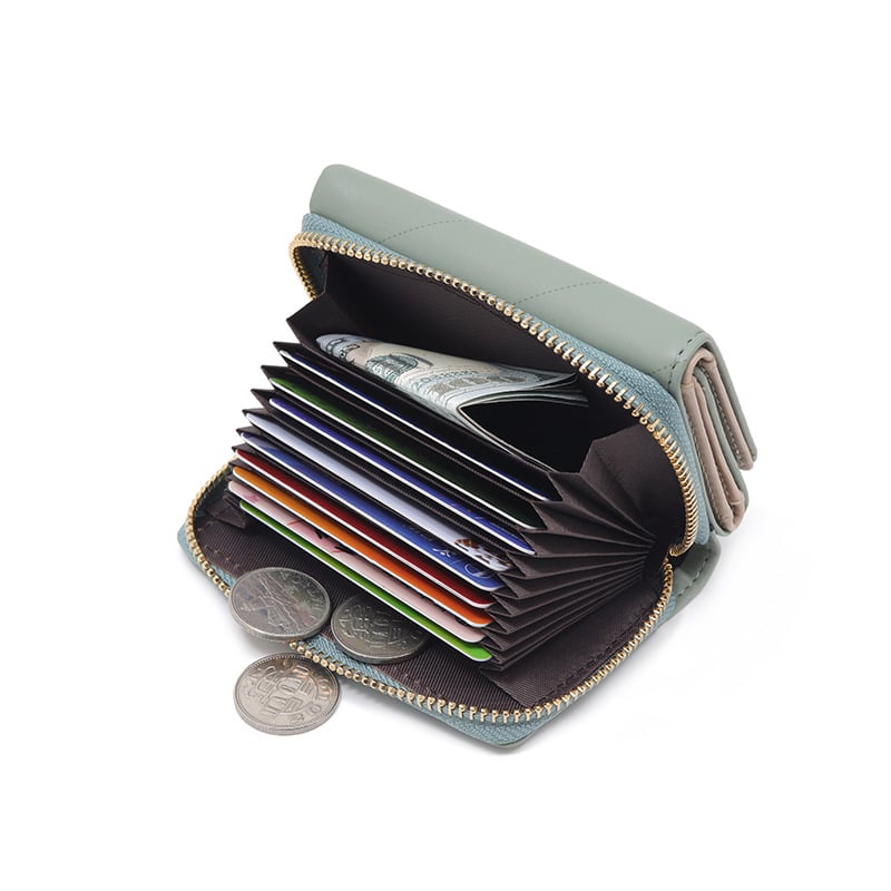 Pruti PU дамски портфейл с цип – флорален модел, мултифункционален за карти и монети, всичко в едно, пролет 2024