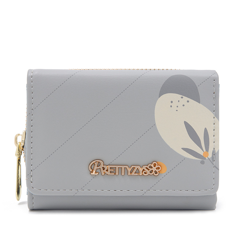 Pruti PU дамски портфейл с цип – флорален модел, мултифункционален за карти и монети, всичко в едно, пролет 2024