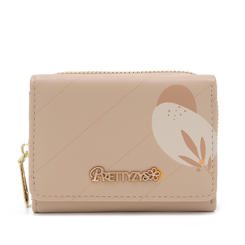 Pruti PU дамски портфейл с цип – флорален модел, мултифункционален за карти и монети, всичко в едно, пролет 2024