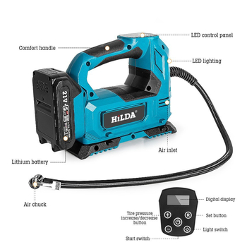 Prijenosni inflator za automobile s litijskom baterijom 24V, 280W, digitalni zaslon, protok zraka 30 L/min, cijev za nadimanje 1,5 m