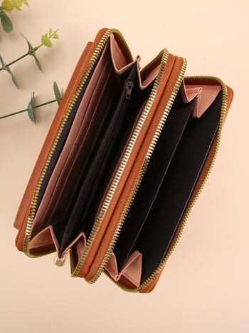 PU crossbody torbica za mobitel, mali kvadratni oblik, dvostruki zip, laminirani unutarnji pretinac, poliester podstava
