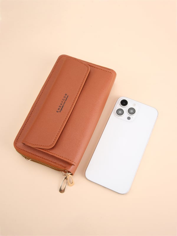 PU crossbody torbica za mobitel, mali kvadratni oblik, dvostruki zip, laminirani unutarnji pretinac, poliester podstava
