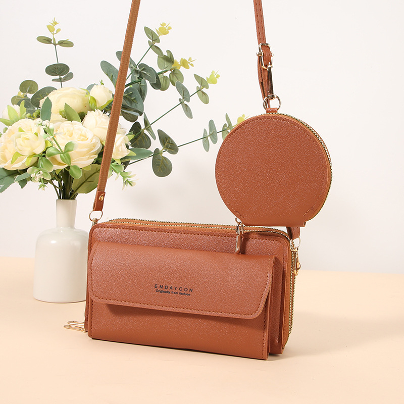 PU crossbody torbica za mobitel, mali kvadratni oblik, dvostruki zip, laminirani unutarnji pretinac, poliester podstava